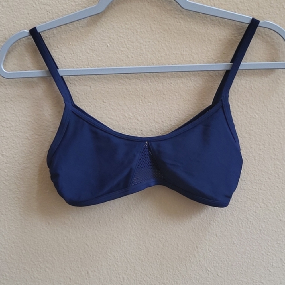 AERIE SWIM Scoop Navy Strap Bikini Top